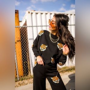 Dressed in LALA Fierce Female Tiger Knit Playsuit